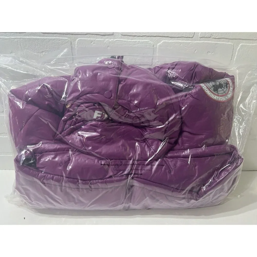 NEW - Very Nice FTP Plum Logo Quilt Puffer Plum Small removeable hood $295.00 - Picture 9 of 9